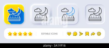 Night mattress line icon. Orthopedic sleeping pad sign. Neumorphic buttons. Vector Stock Vector