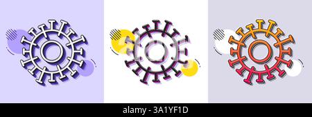 Coronavirus line icon. Covid-19 pandemic virus sign. Halftone dotted pattern. Vector Stock Vector