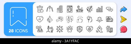 Washing machine, Graph chart and Plane line icons. For web app, printing. App line icons. Vector Stock Vector