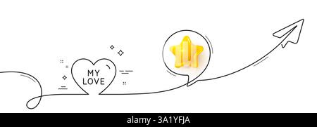My love line icon. Sweet heart sign. Valentine day. Continuous line with plane. Vector Stock Vector