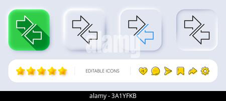 Synchronize arrows line icon. Arrowheads. Neumorphic buttons. Vector Stock Vector