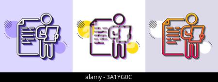Job interview document line icon. CV file page sign. Halftone dotted pattern. Vector Stock Vector