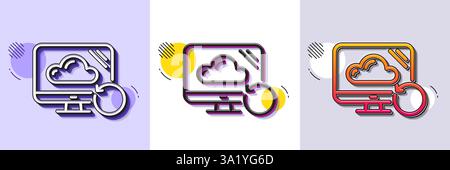 Recovery cloud line icon. Backup data sign. Restore information. Halftone dotted pattern. Vector Stock Vector