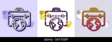 Global business line icon. Businessman case sign. Halftone dotted pattern. Vector Stock Vector