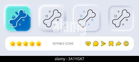 Dog bone line icon. Pets food sign. Neumorphic buttons. Vector Stock Vector