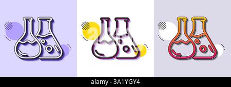 Chemistry lab line icon. Laboratory flask sign. Analysis. Halftone dotted pattern. Vector Stock Vector