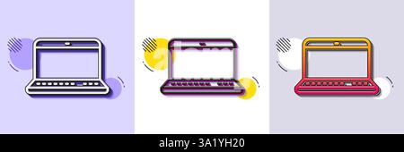 Laptop computer icon. Notebook sign. Halftone dotted pattern. Vector Stock Vector