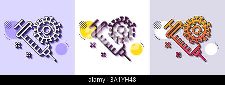 Coronavirus vaccine line icon. Covid-19 syringe sign. Halftone dotted pattern. Vector Stock Vector