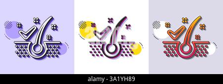 Anti-dandruff flakes line icon. Dandruff shampoo sign. Clean hair. Halftone dotted pattern. Vector Stock Vector