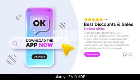 OK text tag. Approved okay message. Mobile phone banner. Vector Stock Vector