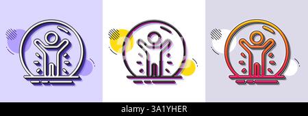Recovered person line icon. Coronavirus pandemic sign. Halftone dotted pattern. Vector Stock Vector