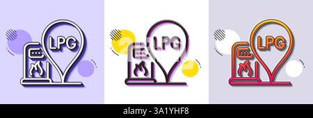 Gas station line icon. Filling LPG station location sign. Halftone dotted pattern. Vector Stock Vector