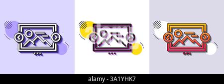 Image carousel line icon. Photo thumbnail sign. Halftone dotted pattern. Vector Stock Vector