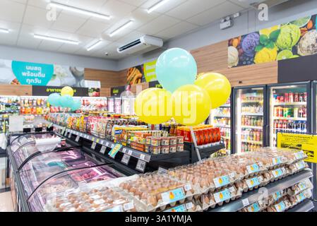 Bangkok, Thailand - November 23, 2021 : Unidentified supermarket or hypermarket is a popular destination for shopping a food and relaxing family. Stock Photo