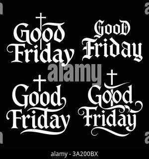 Collection set of Christian Celebration Day of Good Friday typography vector art Stock Vector