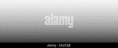Triangle halftone gradient texture. Black geometric triangular tech pattern background. Abstract fading gradation wallpaper. Regular mosaic pop art backdrop for poster, banner, booklet. Vector Stock Vector