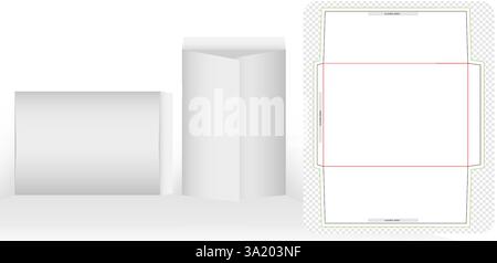 die cut envelope template design 3d mock-up isolated white backgrounds for your message, packaging branding, products compartments unique design Stock Vector