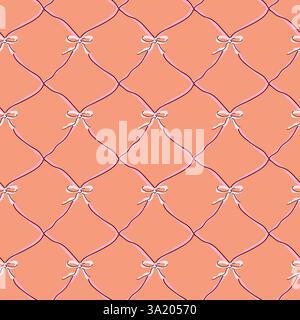 Elegant orange and purple bow pattern with diamond shapes on background. Stock Vector