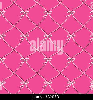 Seamless pink pattern with elegant bows and diamond shapes. Stock Vector