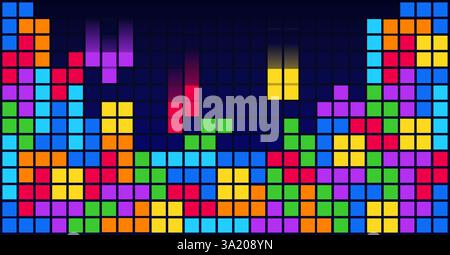 Brick Blocks Puzzle Game Background Template Stock Vector