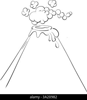 Vector black volcano in cartoon style. Silhouette for circuit Stock Vector
