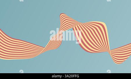 Abstract Dynamic 3D line wave art background, pastel color retro style. vector illustration Stock Vector