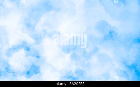 Blue light watercolor background, texture paper .Ethereal Blue Watercolor Swirl with Soft and Dreamy Misty Gradients Stock Photo
