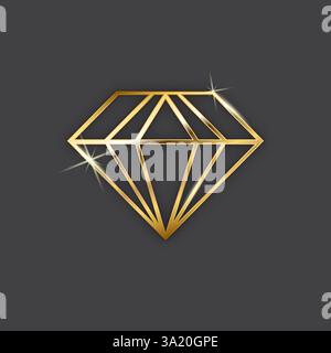 Geometric golden lined diamond Stock Vector