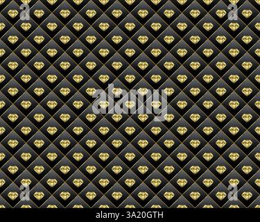 Seamless luxury diamond shape pattern with golden border Stock Vector