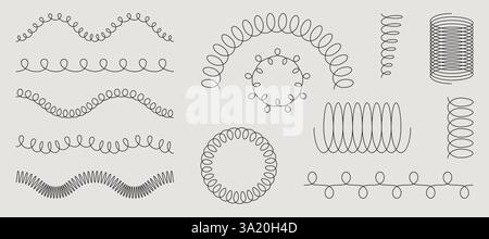 Coiling Pattern Style Spring coil shapes - zigzag lines, spiral circles, curved loops ...