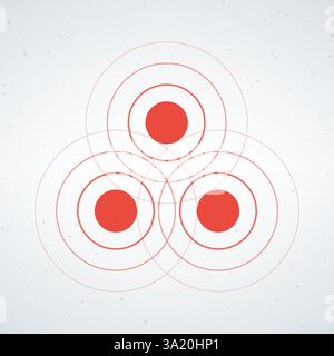 Concentric epicenter circles. Seismic Earthquake alert radar. Radial signal, sonar wave, soundwave rings. touch effect or pulse. Stock vector Stock Vector