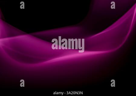 Purple smoke on a black background, abstract wavy lines for background. Backdrop. Design element Stock Photo
