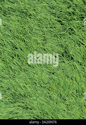 Artificial Synthetic green fibre grass lawn texture detail background Stock Photo