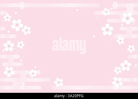 Seamless Floral Background With Cherry Blossoms In Japanese Vintage Style. Vector Illustration With Text Space. Horizontally Repeatable. Stock Vector