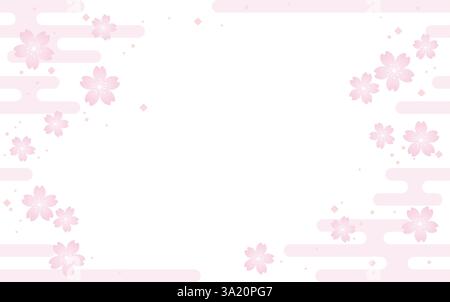 Seamless Floral Background With Cherry Blossoms In Japanese Vintage Style. Vector Illustration With Text Space. Horizontally Repeatable. Stock Vector