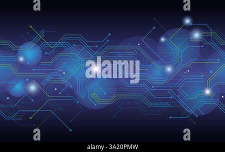 Abstract Seamless Technology Background With Electronic Circuit Image. Vector Illustration. Horizontally Repeatable. Stock Vector