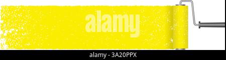 Yellow Paint Roller Stroke With Grunge Texture Isolated On A White Background. Vector Illustration. Stock Vector