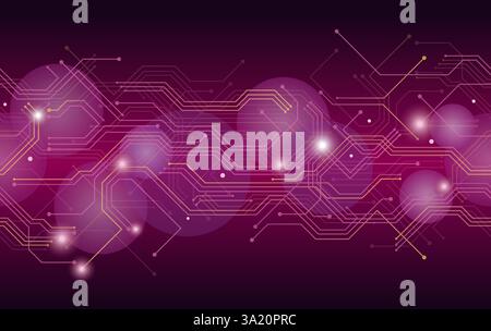Abstract Seamless Technology Background With Electronic Circuit Image. Vector Illustration. Horizontally Repeatable. Stock Vector