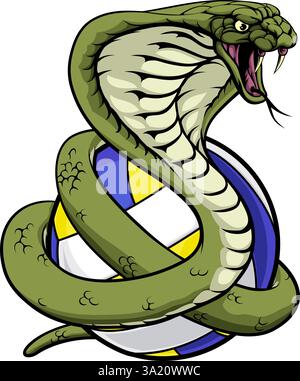 Cobra Snake Volleyball Ball Mascot Stock Vector