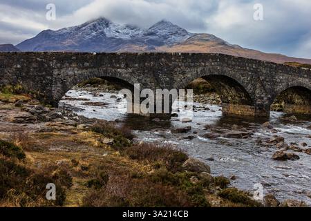 Sligachan Old Bridge, Ilse of Skye, Scotland, United Kingdom Stock Photo