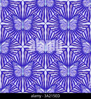 Seamless pattern of elegant butterflies and lines Stock Vector