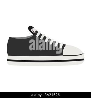 Black sneaker. Vector template. Simple flat illustration. Stock Vector