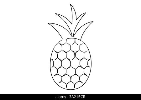 Continuous one single line art drawing fresh healthy organic pineapple vector illustration Stock Vector