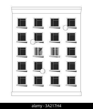 Cozy multi-story residential building 2D line object Stock Vector