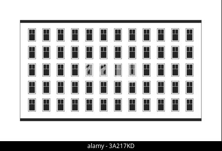 Wide apartment complex home architecture 2D line object Stock Vector