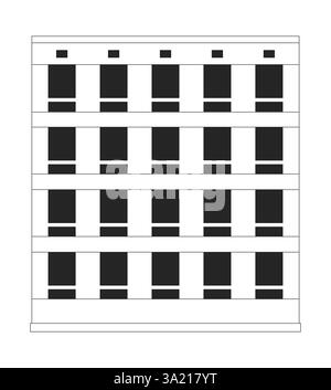 Residential complex, office facade 2D line object Stock Vector
