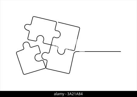 puzzle vector illustration of continuous one line art design Stock Vector