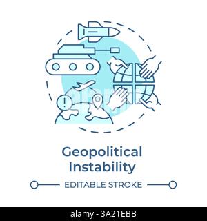 Geopolitical instability soft blue concept icon Stock Vector