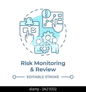 Risk monitoring and review soft blue concept icon Stock Vector