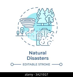 Natural disasters soft blue concept icon Stock Vector